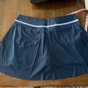 Navy Blue Skirt with Eyelet Detail on hem